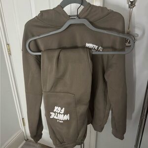 White Fox Olive Hoodie and Joggers Set